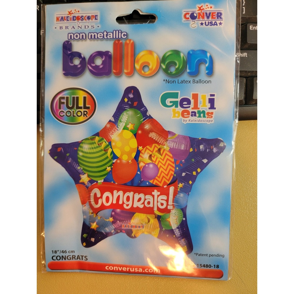 Kaleidoscope Brands Gelli Beans Congrats Balloon Non Metallic 18‎ Inch Star